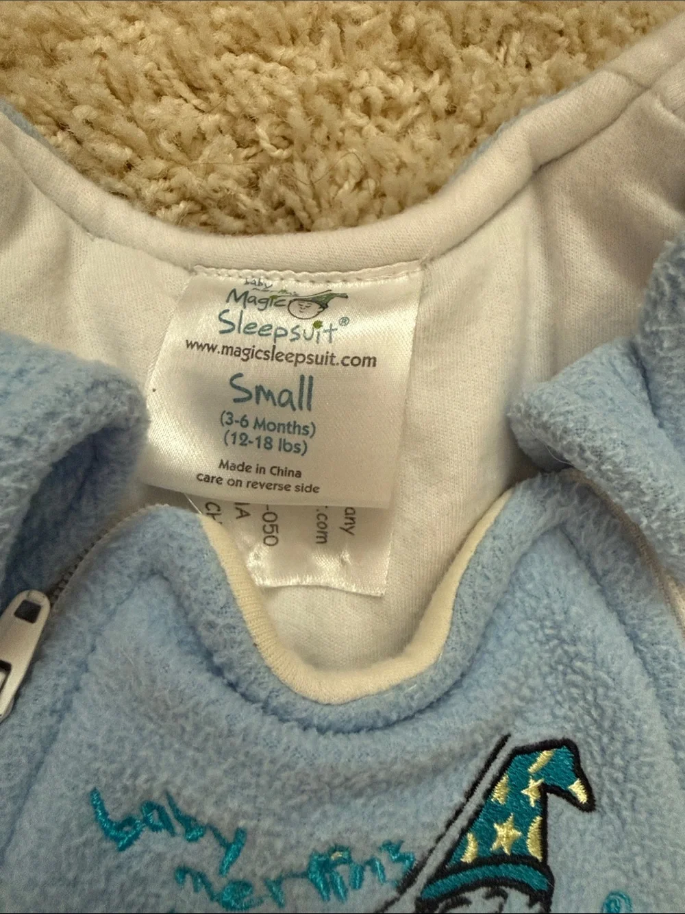 Light Blue Baby Fleece One-Piece Sleep Suit - Magic Sleepy Design